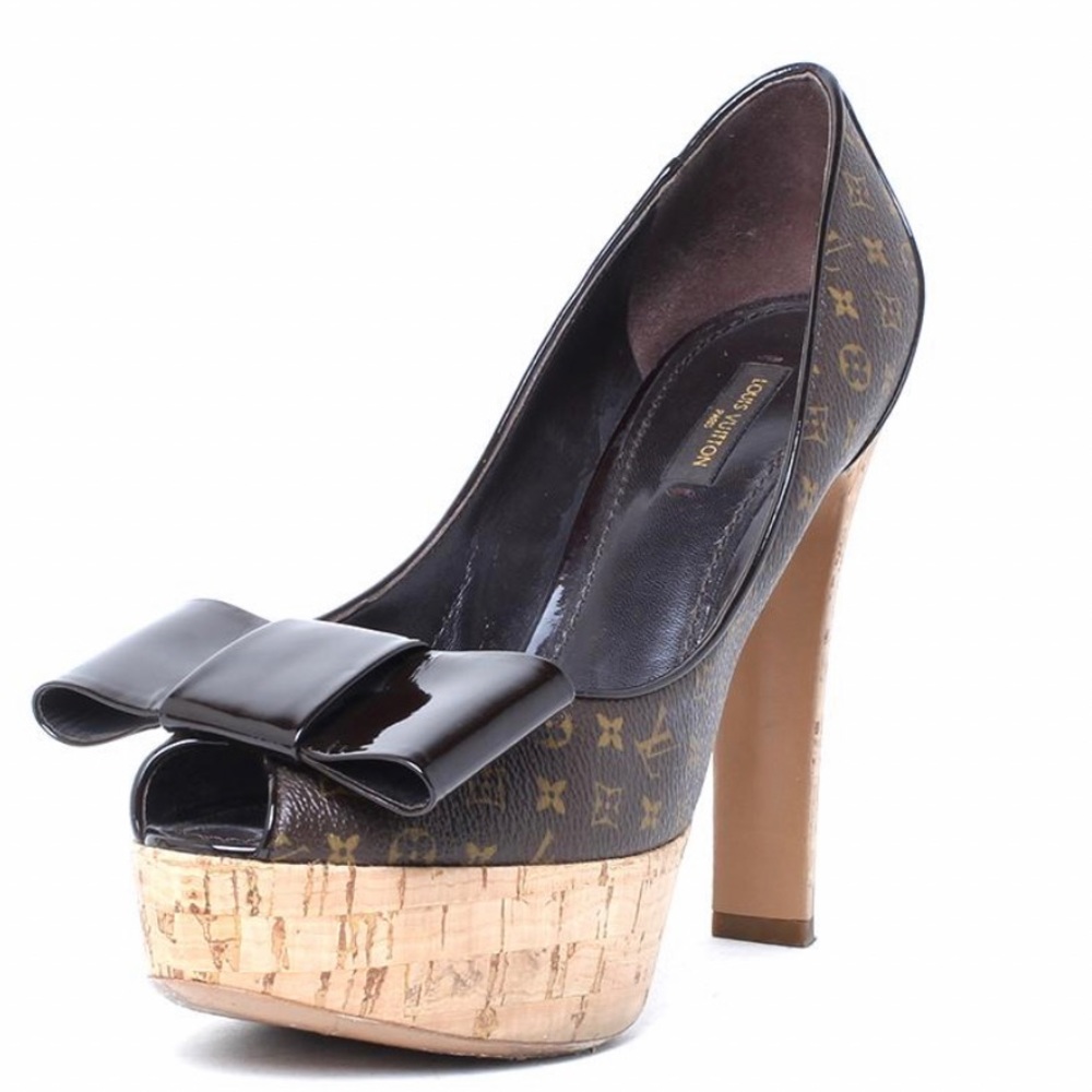 Authentic Louis Vuitton Rivoli cork  monogram pumps heels - Picture 2 of 10